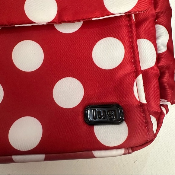 LUG Happy Camper Crimson Large Dot Crossbody Red Polka Dot Shoulder Bag Travel - Picture 3 of 15